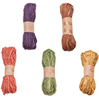 WANDIC - 5 rollos de cordel de rafia seca teñida para ramos de floristería- decoración- manualidades- envoltura de…
